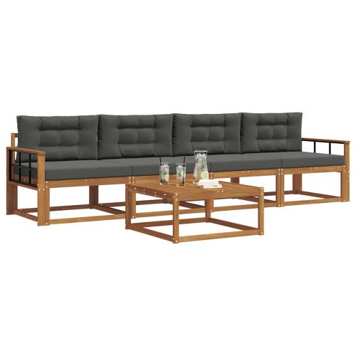 Комплект дивани за открито 5 pcs Натурален и Антрацит