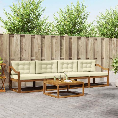 Комплект дивани за открито 5 pcs Натурален и Крема