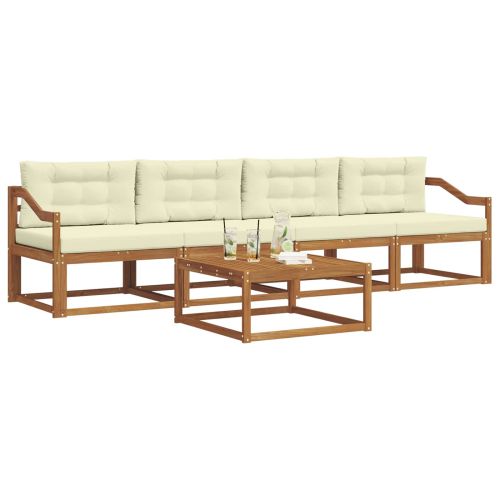 Комплект дивани за открито 5 pcs Натурален и Крема