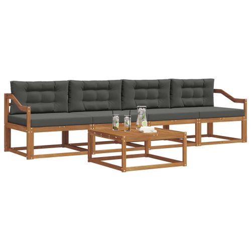 Комплект дивани за открито 5 pcs Натурален и Антрацит