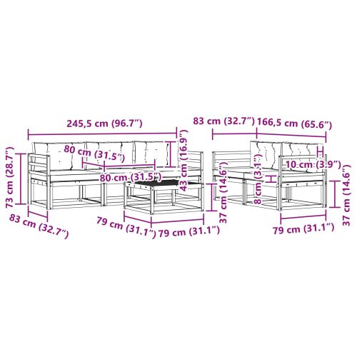 Комплект дивани за открито 6 pcs Натурален и Крема