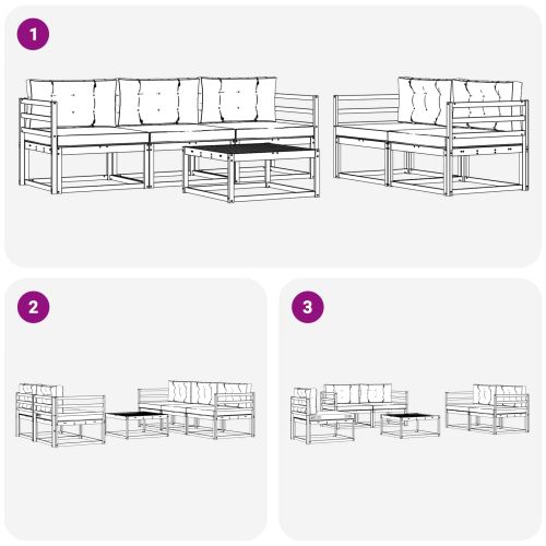 Комплект дивани за открито 6 pcs Натурален и Антрацит