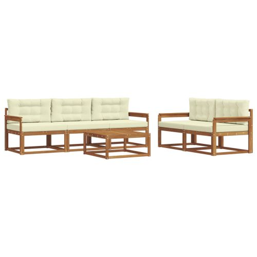 Комплект дивани за открито 6 pcs Натурален и Крема