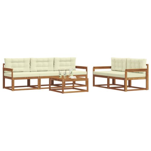 Комплект дивани за открито 6 pcs Натурален и Крема