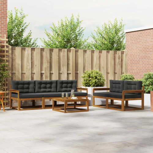 Комплект дивани за открито 6 pcs Натурален и Антрацит