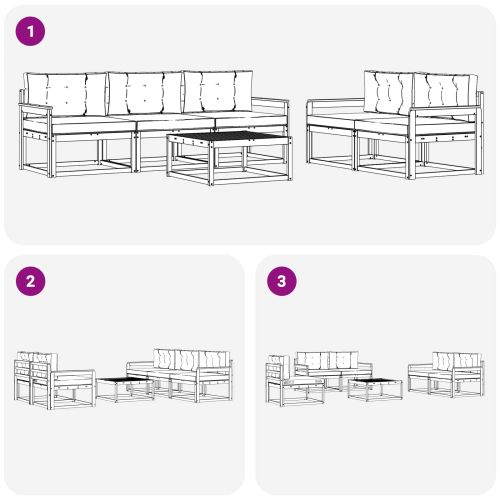 Комплект дивани за открито 6 pcs Натурален и Антрацит