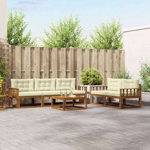Комплект дивани за открито 6 pcs Натурален и Крема