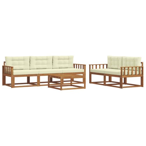 Комплект дивани за открито 6 pcs Натурален и Крема