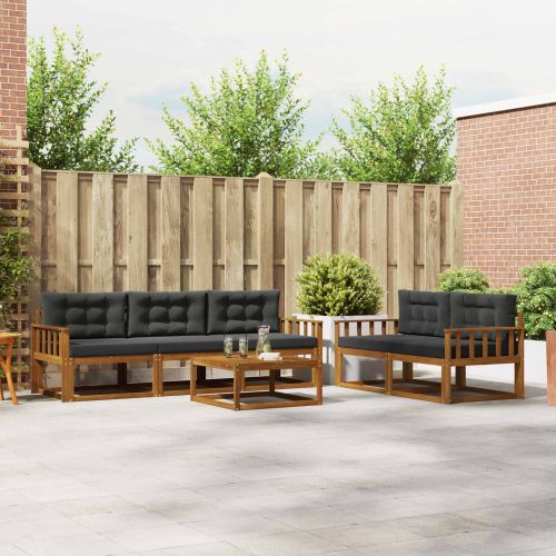 Комплект дивани за открито 6 pcs Натурален и Антрацит