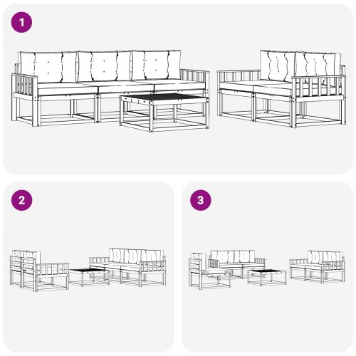 Комплект дивани за открито 6 pcs Натурален и Антрацит