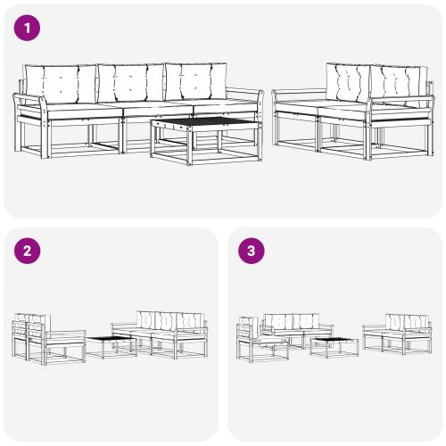 Комплект дивани за открито 6 pcs Натурален и Антрацит