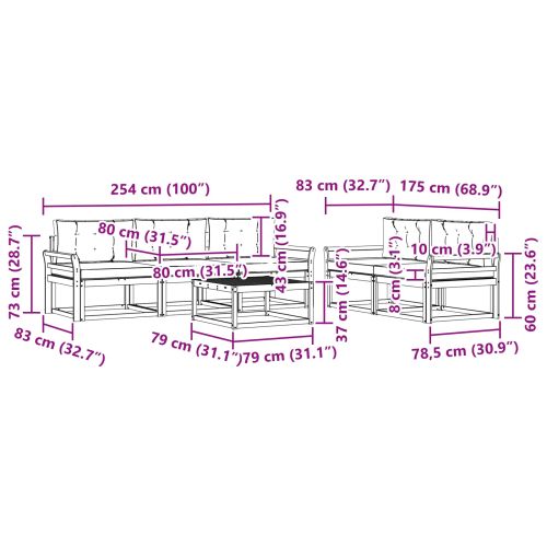 Комплект дивани за открито 6 pcs Натурален и Антрацит