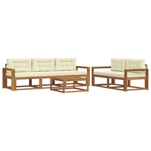 Комплект дивани за открито 6 pcs Натурален и Крема