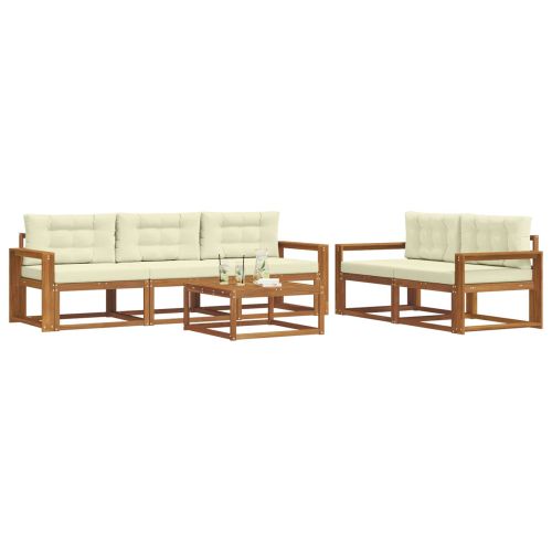 Комплект дивани за открито 6 pcs Натурален и Крема