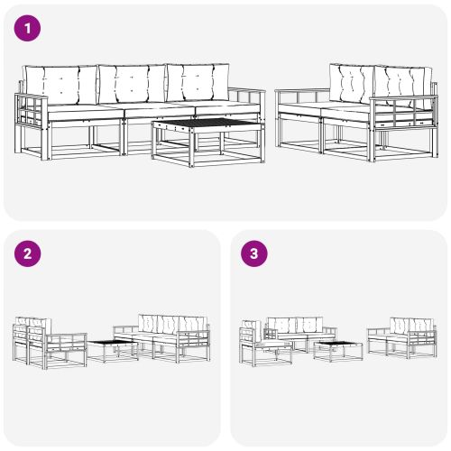 Комплект дивани за открито 6 pcs Натурален и Крема