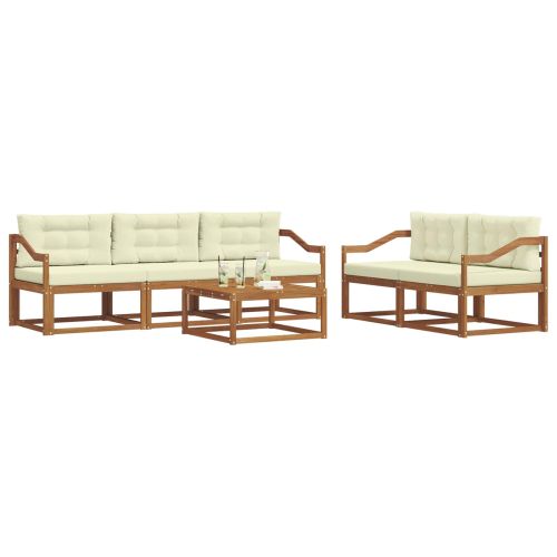 Комплект дивани за открито 6 pcs Натурален и Крема