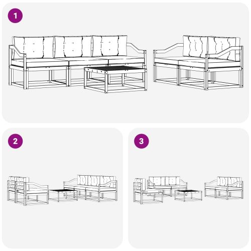 Комплект дивани за открито 6 pcs Натурален и Крема