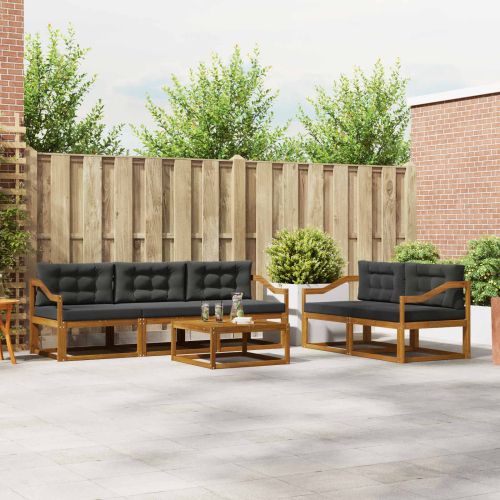Комплект дивани за открито 6 pcs Натурален и Антрацит
