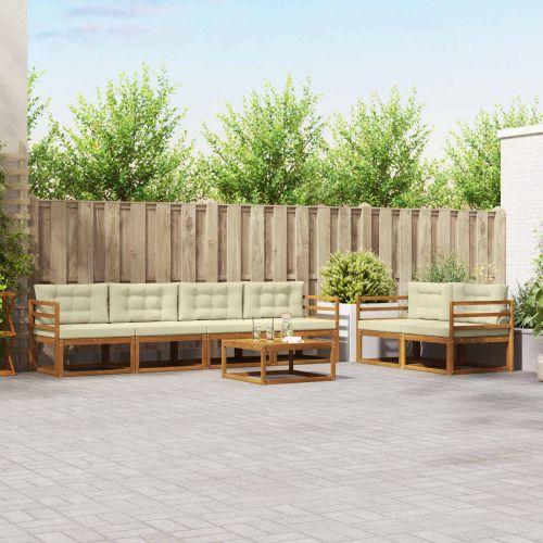 Комплект дивани за открито 7 pcs Натурален и Крема
