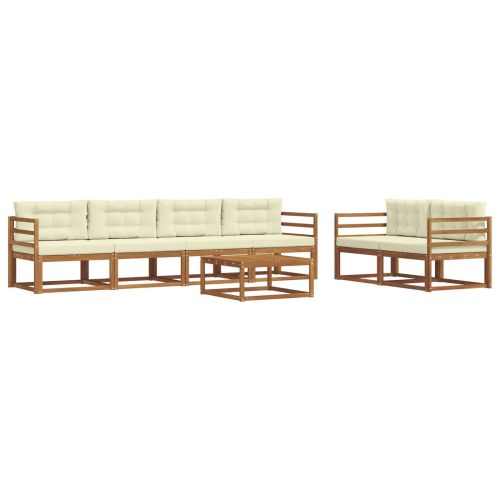 Комплект дивани за открито 7 pcs Натурален и Крема