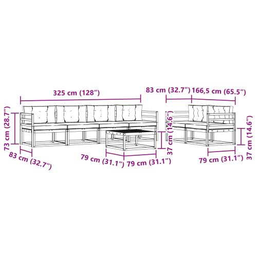 Комплект дивани за открито 7 pcs Натурален и Крема