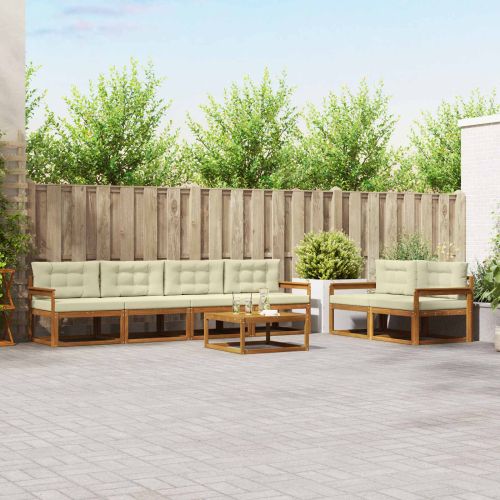 Комплект дивани за открито 7 pcs Натурален и Крема
