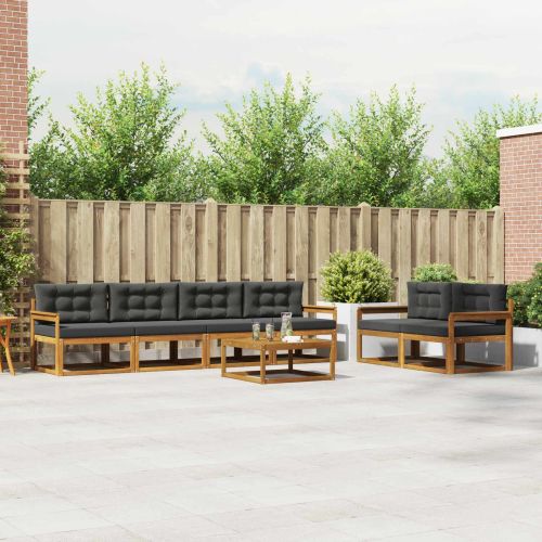 Комплект дивани за открито 7 pcs Натурален и Антрацит