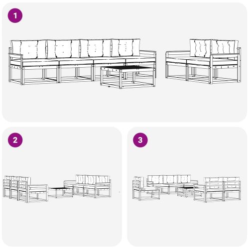 Комплект дивани за открито 7 pcs Натурален и Антрацит