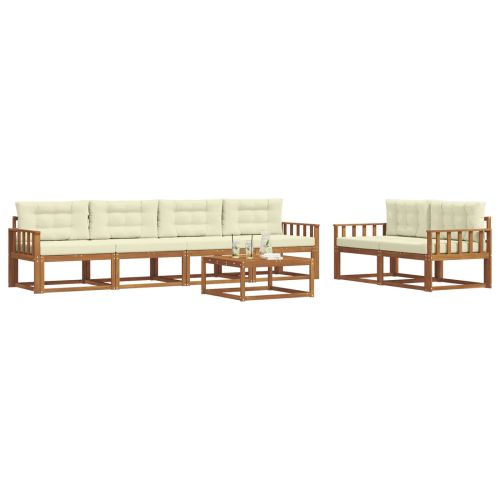 Комплект дивани за открито 7 pcs Натурален и Крема