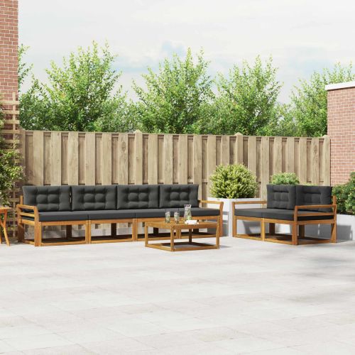 Комплект дивани за открито 7 pcs Натурален и Антрацит