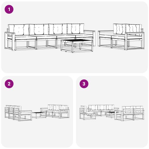 Комплект дивани за открито 7 pcs Натурален и Крема