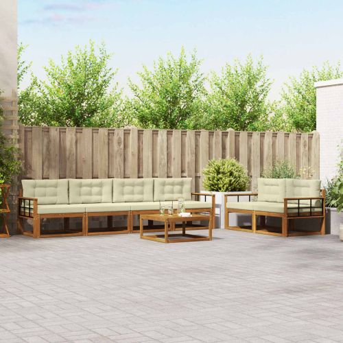 Комплект дивани за открито 7 pcs Натурален и Крема