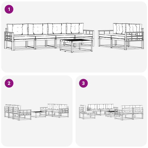 Комплект дивани за открито 7 pcs Натурален и Антрацит