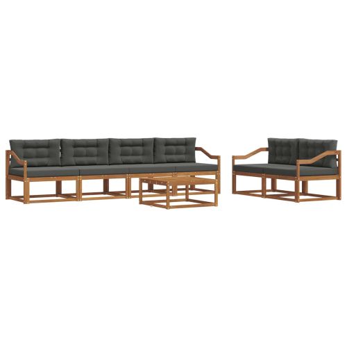 Комплект дивани за открито 7 pcs Натурален и Антрацит