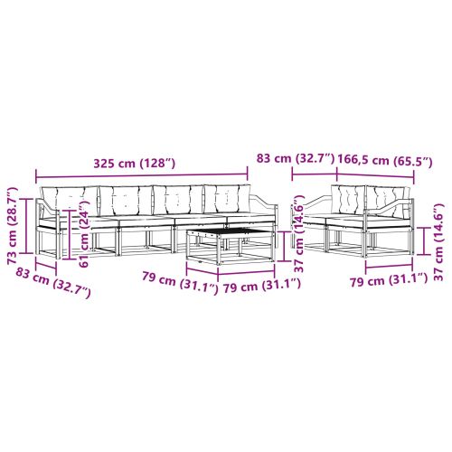 Комплект дивани за открито 7 pcs Натурален и Антрацит