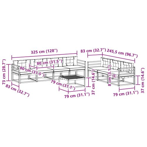 Комплект дивани за открито 8 pcs Натурален и Крема