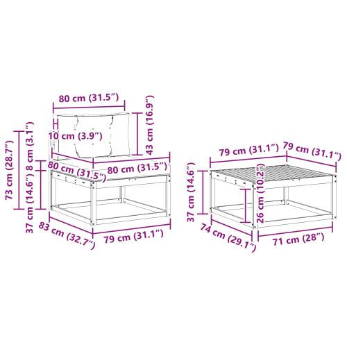 Комплект дивани за открито 8 pcs Натурален и Крема