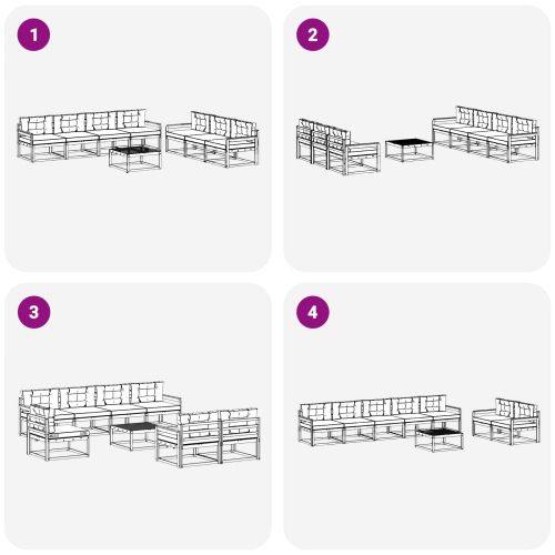 Комплект дивани за открито 8 pcs Натурален и Крема