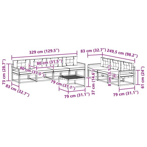 Комплект дивани за открито 8 pcs Натурален и Антрацит