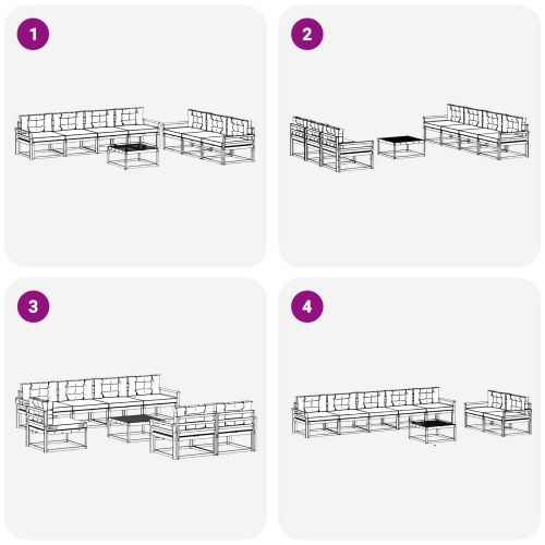 Комплект дивани за открито 8 pcs Натурален и Крема
