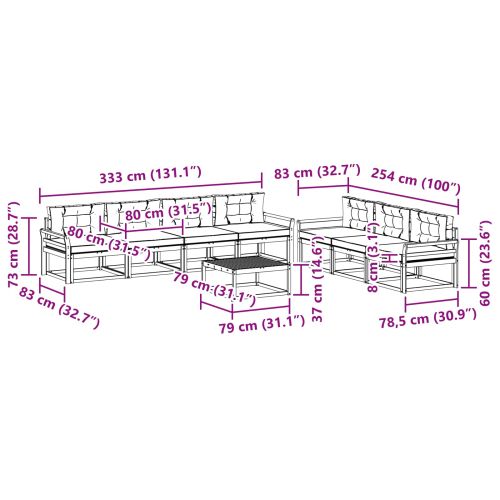 Комплект дивани за открито 8 pcs Натурален и Антрацит