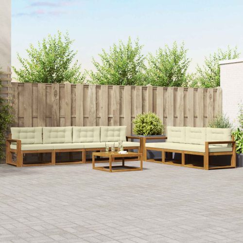 Комплект дивани за открито 8 pcs Натурален и Крема