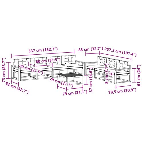 Комплект дивани за открито 8 pcs Натурален и Крема
