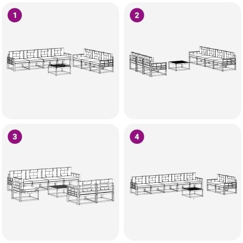 Комплект дивани за открито 8 pcs Натурален и Крема