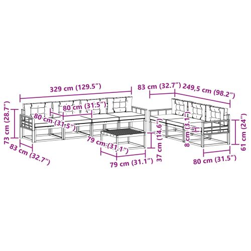Комплект дивани за открито 8 pcs Натурален и Антрацит