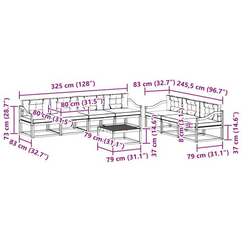 Комплект дивани за открито 8 pcs Натурален и Крема
