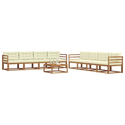 Комплект дивани за открито 9 pcs Натурален и Крема