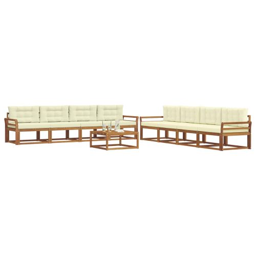 Комплект дивани за открито 9 pcs Натурален и Крема
