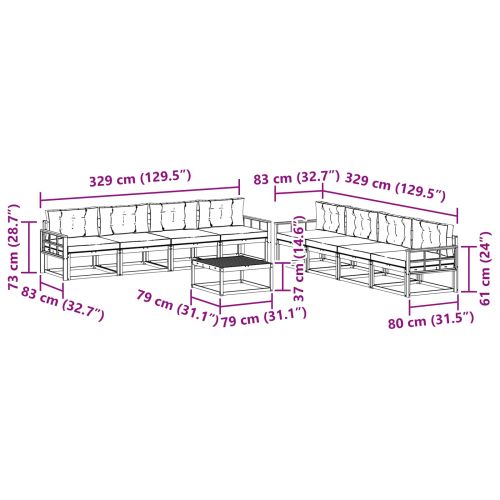 Комплект дивани за открито 9 pcs Натурален и Крема