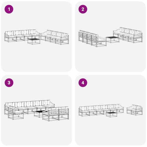 Комплект дивани за открито 9 pcs Натурален и Крема